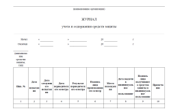 Журнал учета и содержания средств защиты в электроустановках