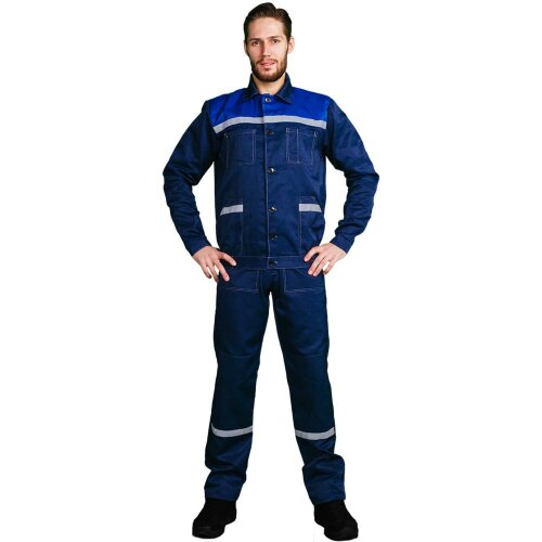 Костюм КЛ-13 с полукомбинезоном темно синий/василек