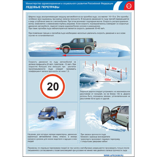 Комплект плакатов: Ледовые переправы, переправы вброд, 4 штуки