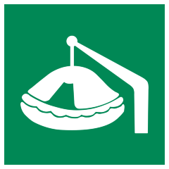 Знак E039 Спасательный плот, спускаемый шлюпбалкой