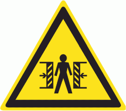 Знак W23 Внимание. Опасность зажима