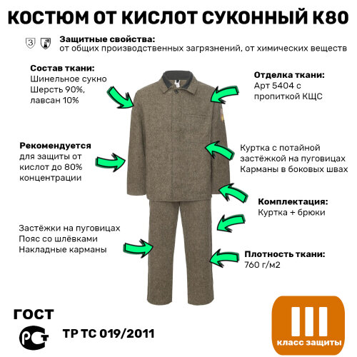 Костюм от кислот суконный К80