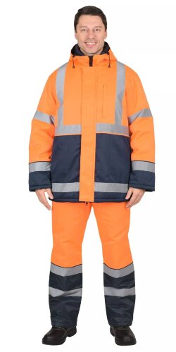 Костюм арт. СРС33705 куртка-полукомбинезон, синий с оранж. и СОП 50мм, зимний