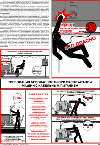 Плакат: Требования безопасности при эксплуатации машин с кабельным питанием, 1 штука