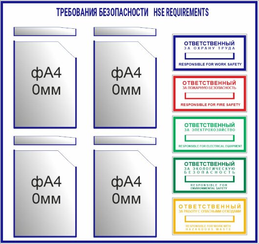 Стенд Требования безопасности 4 кармана