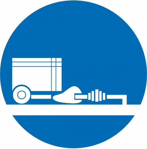 Знак M19 При запуске двигателя одень на выхлопную трубу газосборник