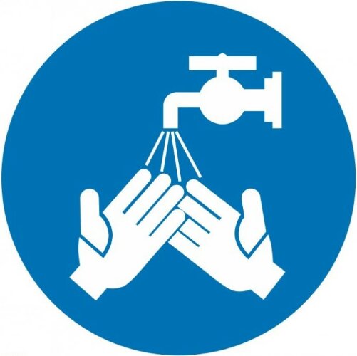 Знак M20 Мыть руки (перед началом работы / после окончания работы)