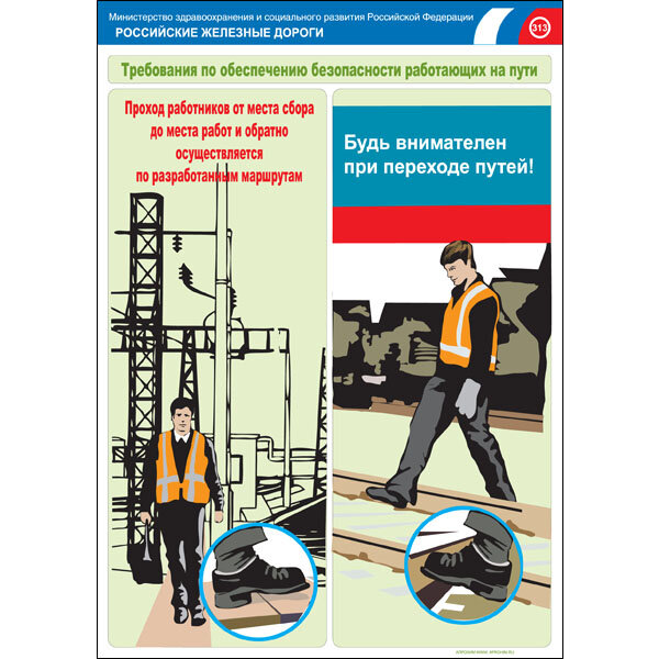 Комплект плакатов: Безопасность работающих на железнодорожном пути, 20 ...