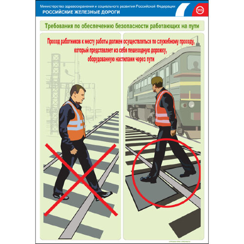 Комплект плакатов: Безопасность работающих на железнодорожном пути, 20 штук