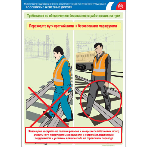 Комплект плакатов: Безопасность работающих на железнодорожном пути, 20 штук