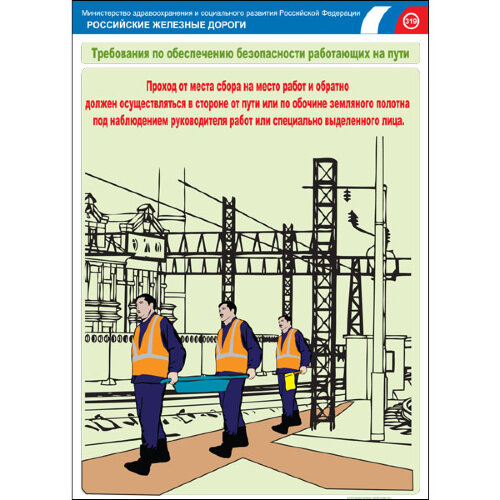 Комплект плакатов: Безопасность работающих на железнодорожном пути, 20 штук
