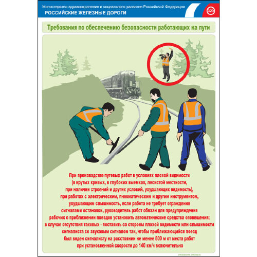 Комплект плакатов: Безопасность работающих на железнодорожном пути, 20 штук