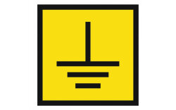 Знак Заземлено квадратный (самоклейка) 100*100 мм