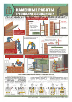 Комплект плакатов "Каменные работы. Требования безопасности" А2, 2 листа