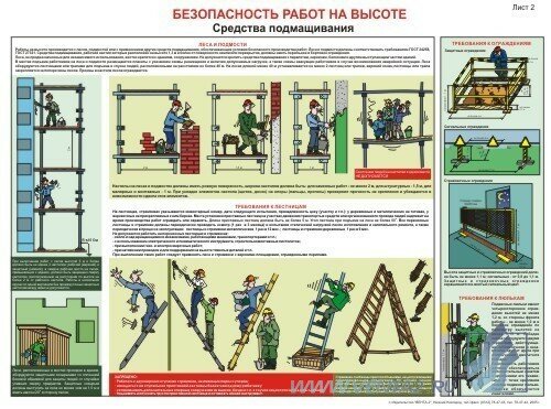 Плакат Безопасность работ на высоте. Средства подмащивания, 1 штука