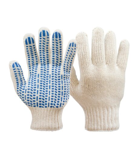 Перчатки х/б рабочие трикотажные 5 нит. с ПВХ (протектор) 10 кл