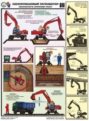 Плакат Одноковшовый экскаватор. Безопасность земляных работ — к-т из 4 л формат А2+ (465*600 мм)