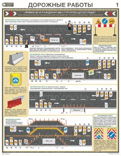 Плакат Дорожные работы. Правила охраны труда — к-т из 3 л. формат А2+ (465*600 мм)