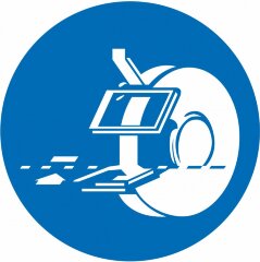 Знак M39 Соблюдайте меры безопасности при работе с электрическим наждаком