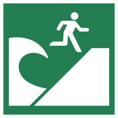 Знак E062 Район эвакуации пострадавших от цунами