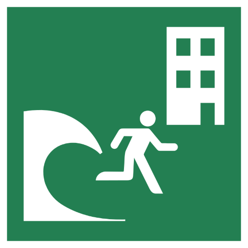 Знак E063 Здание для эвакуации пострадавших от цунами