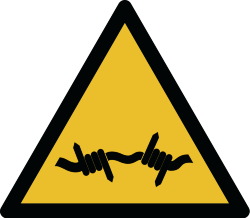 Знак W033 Предупреждение. Колючая проволока