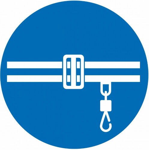 Знак M42 Соблюдай правила безопасности при работе кран-балки