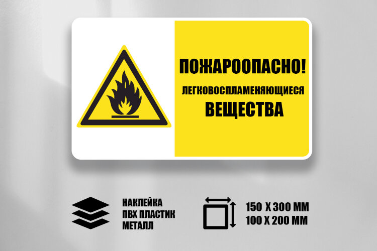 Комбинированный знак Пожароопасно Легковоспламеняющиеся вещества