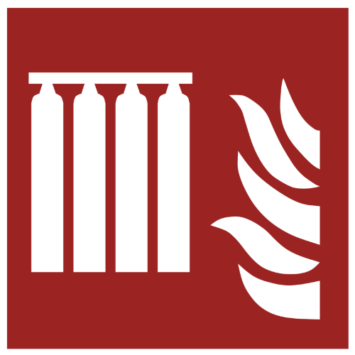 Знак F008 Стационарная батарея пожаротушения