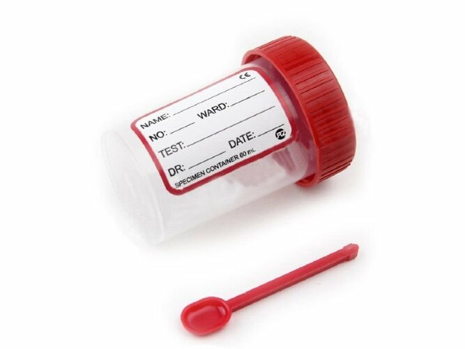 Контейнер для сбора 60 мл со встроенной лопаткой НЕСТЕРИЛЬНЫЙ