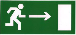 Знак E03 Направление к эвакуационному выходу направо