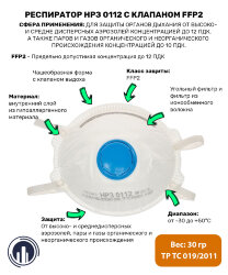 Респиратор НРЗ-0112 АВ с клапаном FFP2