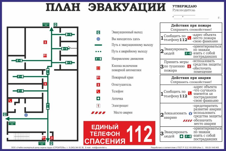 План эвакуации Стандартный А2 (60х40см) Сводный