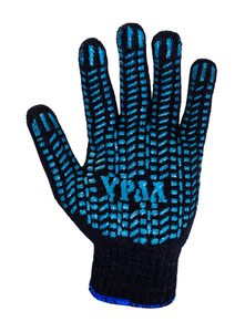 Перчатки х/б рабочие с ПВХ черные 5 нитей 7,5 класс