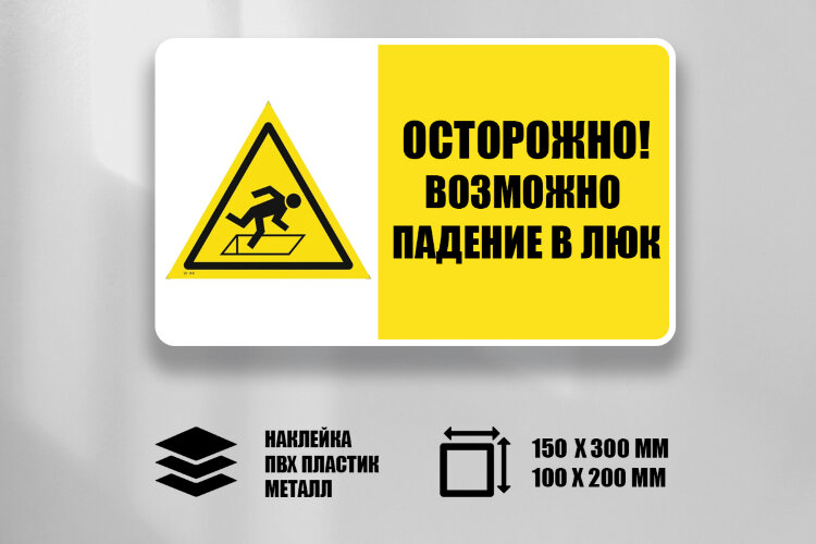 Комбинированный знак Осторожно! Возможно падение в люк