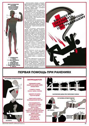 Плакат Первая помощь при ранениях, 1 штука