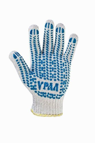 Перчатки рабочие х/б с ПВХ белые 7 нитей 7,5 класс