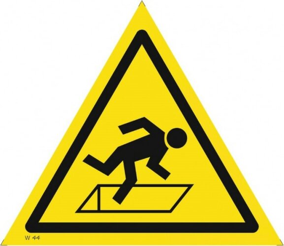 Знак W44 Осторожно. Возможно падение в люк