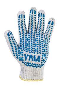 Перчатки рабочие х/б с ПВХ белые 6 нитей 7,5 класс