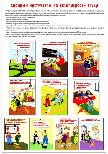Комплект плакатов "Обязательные инструктажи (вводный, противопожарный, на 1 группу)" А2, 3 листа