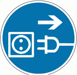 Знак M13 Отключить штепсельную вилку