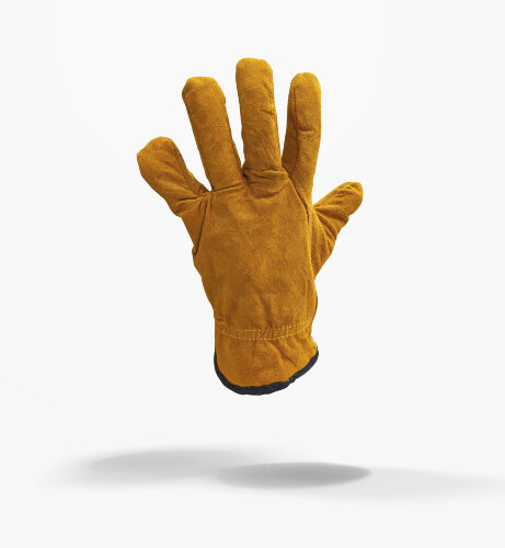 Перчатки рабочие спилковые оранжевые утепленные манжет резинка