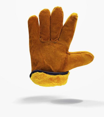 Перчатки рабочие спилковые оранжевые утепленные манжет резинка