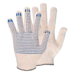 Перчатки рабочие х/б 10 класс с ПВХ белые 5 нитей