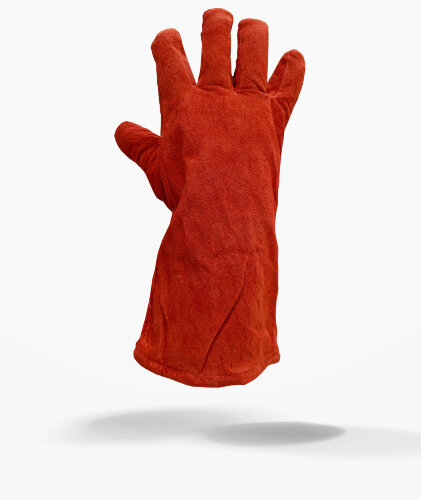 Перчатка-крага рабочая спилковая красная утепленная