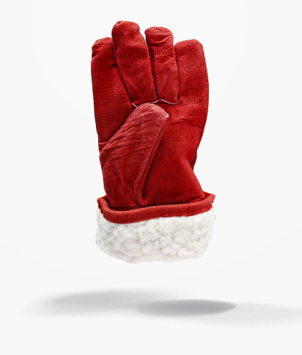 Перчатка-крага рабочая спилковая красная утепленная