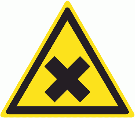 Знак W18 Осторожно. Вредные для здоровья аллергические (раздражающие) вещества