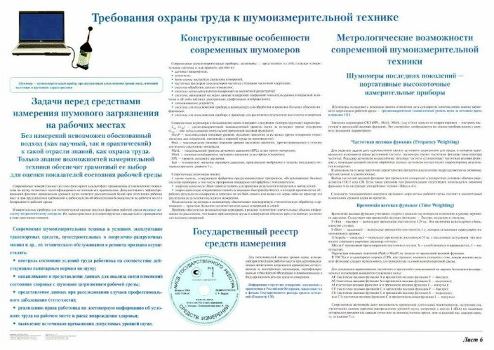 Плакат: Требования охраны труда к шумоизмерительной технике (лист 6)