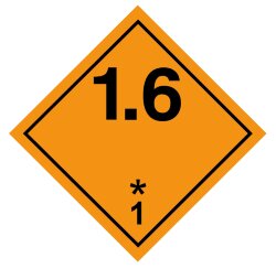 Знак Взрывчатые вещества и изделия класс 1.6