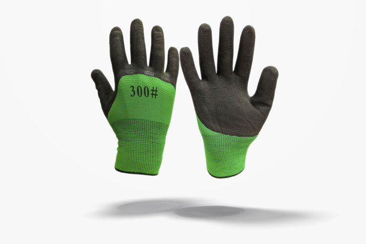 Перчатки нейлоновые рабочие зеленые с латексным покрытием 3/4